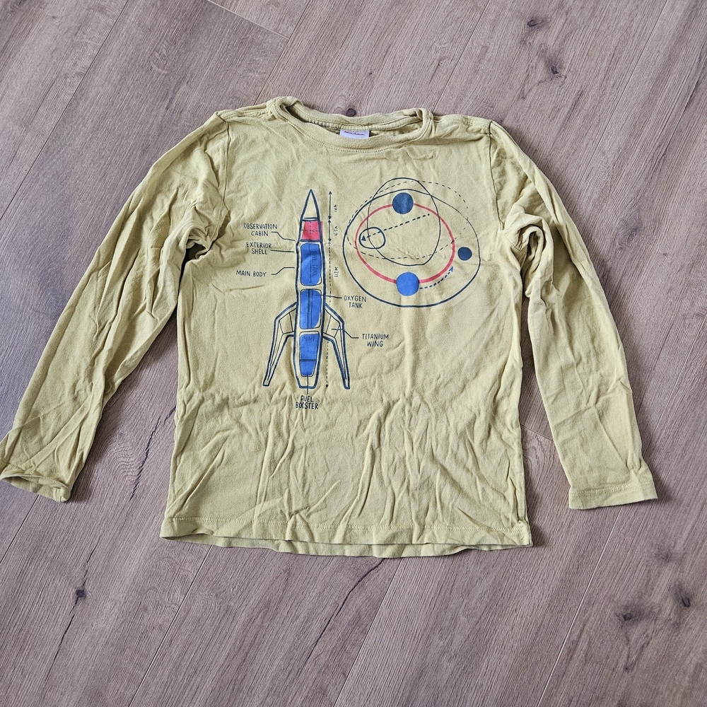 Kids Yellow Rocket Graphic Long Sleeve Shirt